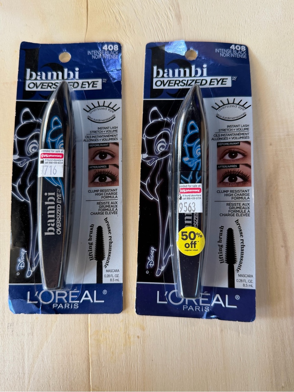 2 L'Oreal Bambi Oversized Eye Mascara - Intense Black
